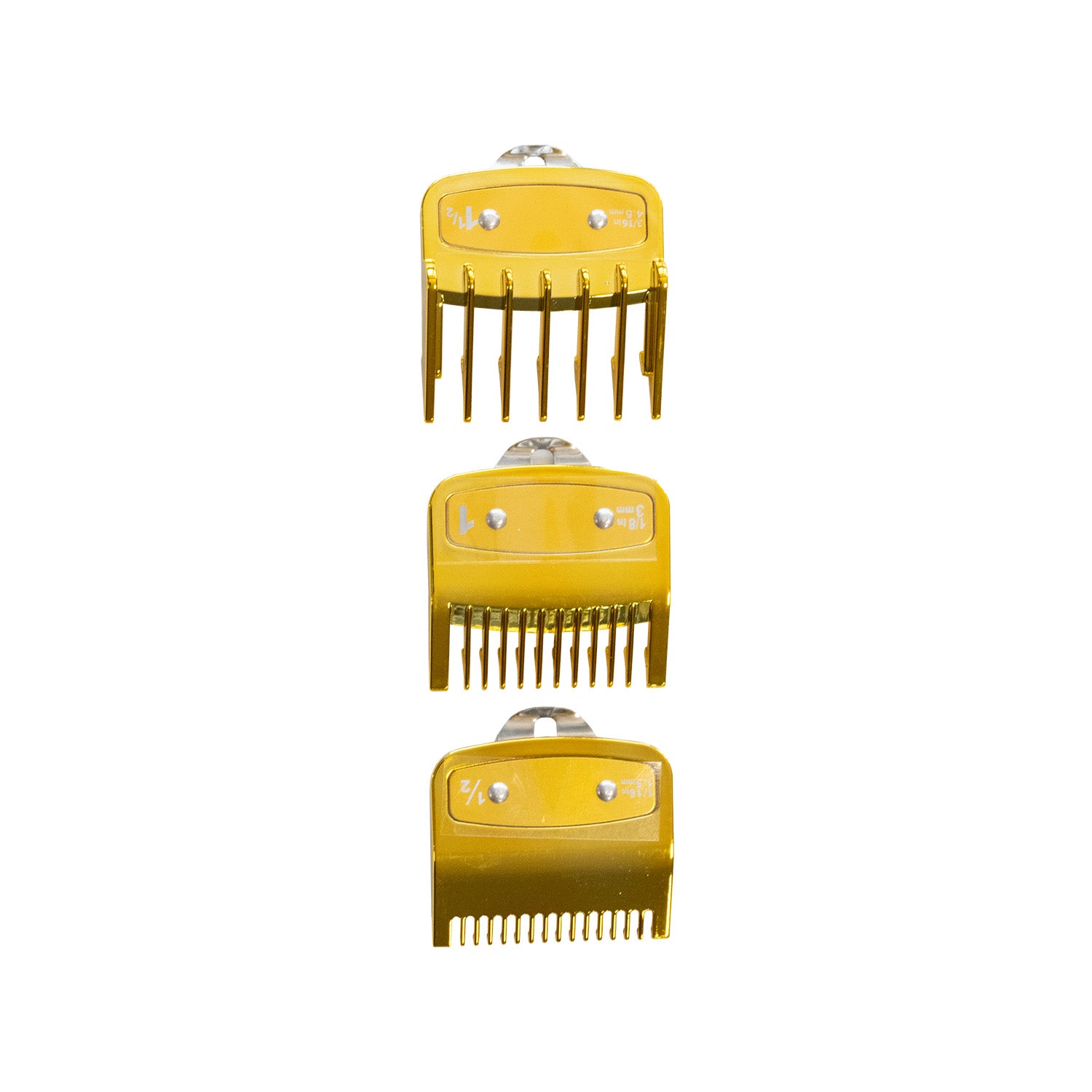SET DE 3 PEINES INTERMEDIOS METÁLICOS COLOR DORADO PARA WAHL